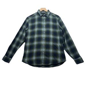 ESPRIT Cotton Green Plaid Check Flannel Long Sleeve Shirt Men's M Medium Cotton